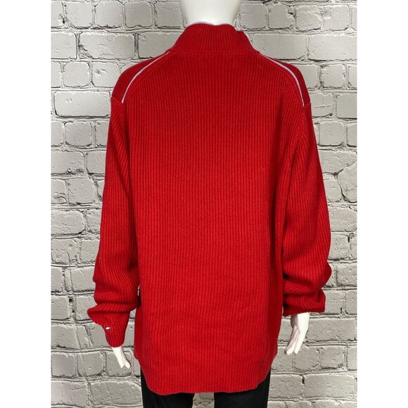 Tommy Hilfiger Mens XL Red 1/4 Zip Ribbed 100% Cotton Pullover Sweater - Picture 9 of 9